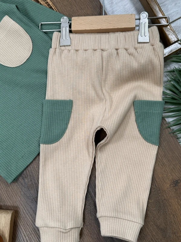 Kaşkorse Esnek Bereli Cep Detaylı 3lü Erkek Bebek Takım