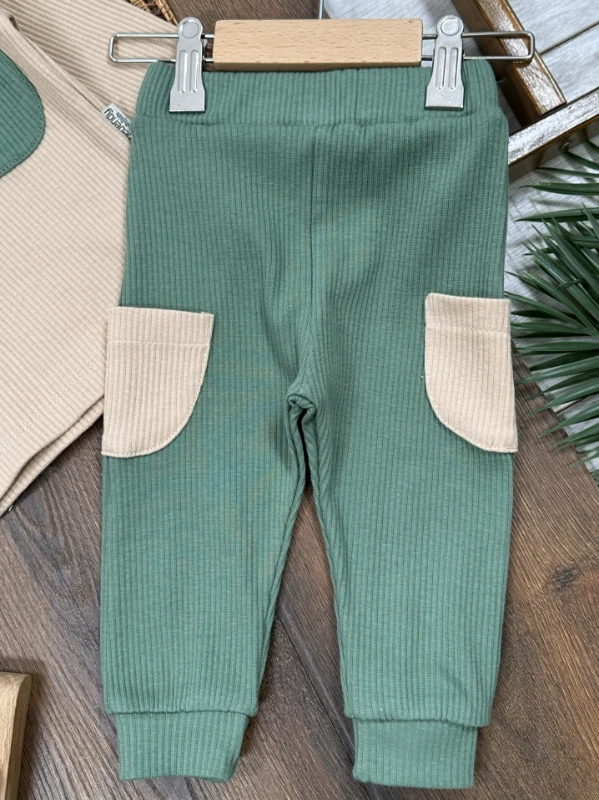 Kaşkorse Esnek Bereli Cep Detaylı 3lü Erkek Bebek Takım