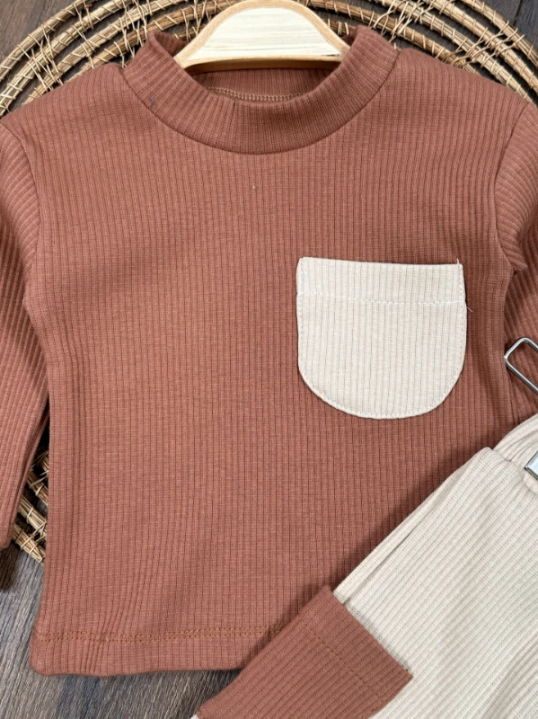 Kaşkorse Esnek Bereli Cep Detaylı 3lü Erkek Bebek Takım