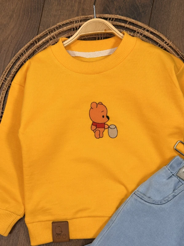 Nakışlı Arma Detaylı Likralı Kot Pantolon Erkek Bebek/Çocuk Takım