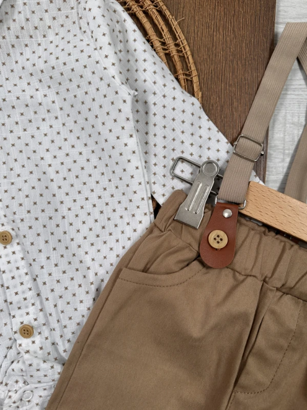 Askı Kemerli Papyonlu Alttan Çıtçıtlı Erkek Bebek Takım