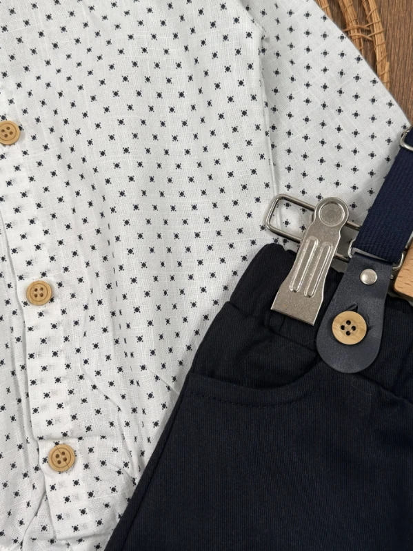 Askı Kemerli Papyonlu Alttan Çıtçıtlı Erkek Bebek Takım