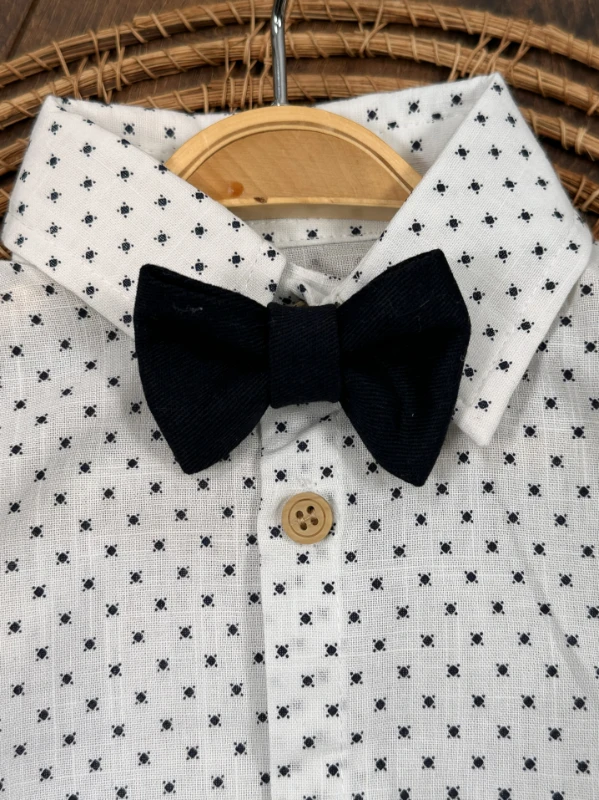 Askı Kemerli Papyonlu Alttan Çıtçıtlı Erkek Bebek Takım