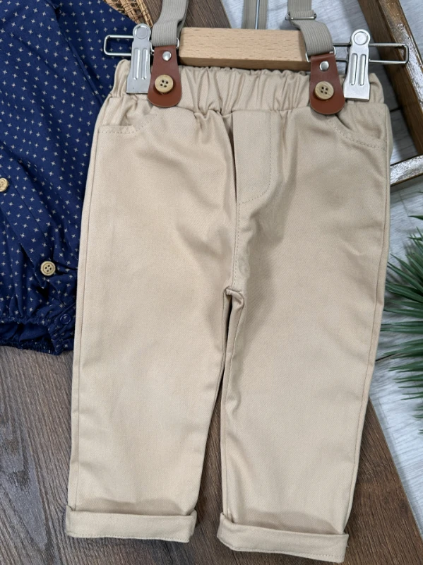 Askı Kemerli Papyonlu Alttan Çıtçıtlı Erkek Bebek Takım