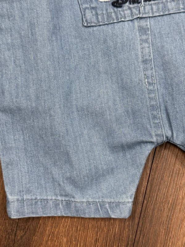 Island Nakışlı Yazlık Kot Salopet Erkek Bebek Takım - MAVİ