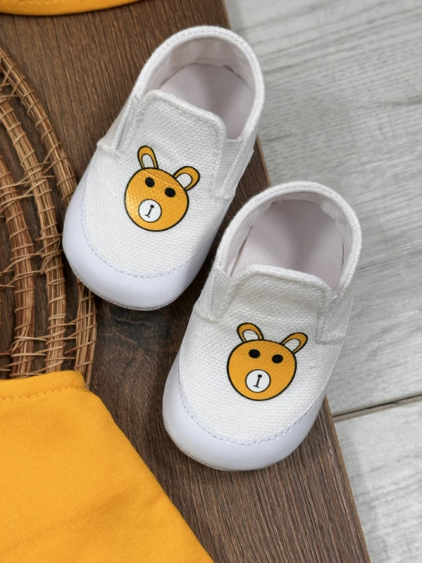 Patikli Safari Şapkalı Kulaklı Ayıcık Baskılı Badili Yazlık 4lü Salopet Erkek Bebek Takım - LACİVERT