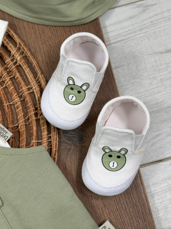 Patikli Safari Şapkalı Kulaklı Ayıcık Baskılı Badili Yazlık 4lü Salopet Erkek Bebek Takım - LACİVERT