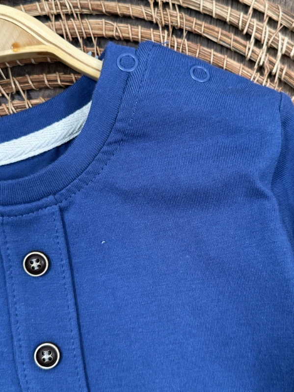 Çizgili Düğme Detaylı Omuzdan Çıtçıtlı Yazlık Erkek Bebek Takım - YEŞİL