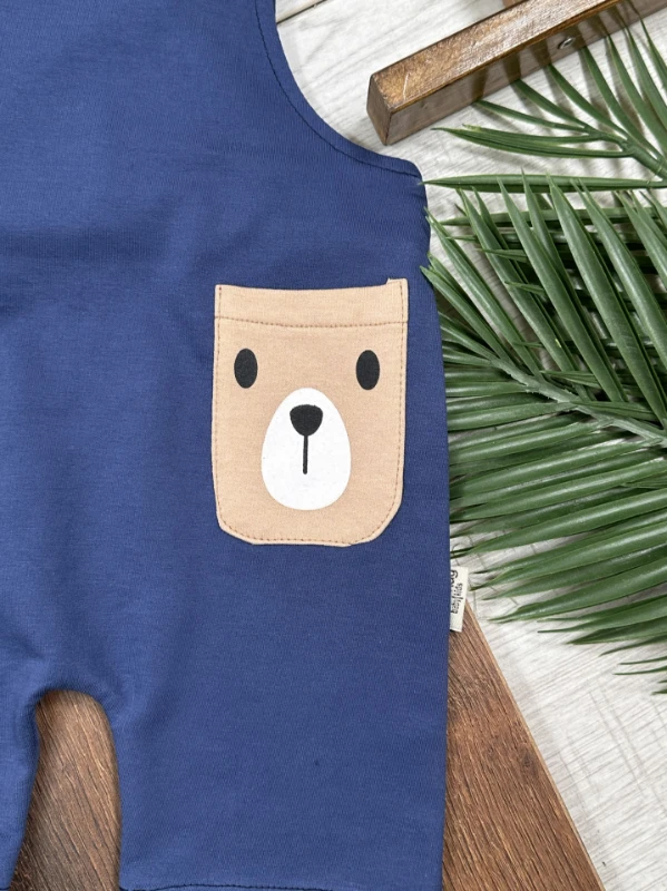 Salopet Aycık Pati Baskılı Safari Şapkalı Omuzdan Çıtçıtlı Badi Yazlık Erkek Bebek Takım - YEŞİL