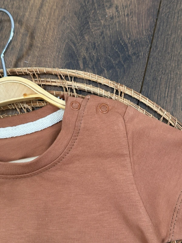 Salopet Çizgili Omuzdan Çıtçıtlı Yazlık Erkek Bebek Takım - YEŞİL