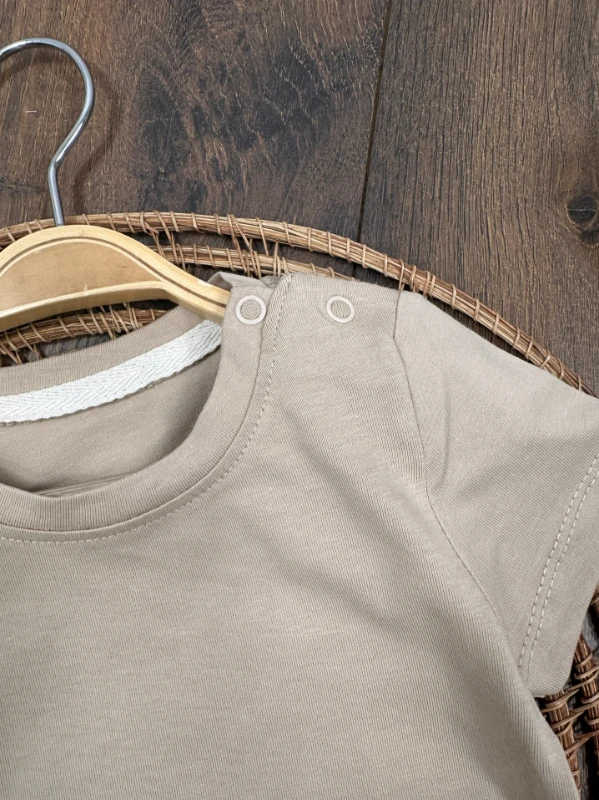 Salopet Çizgili Omuzdan Çıtçıtlı Yazlık Erkek Bebek Takım - YEŞİL