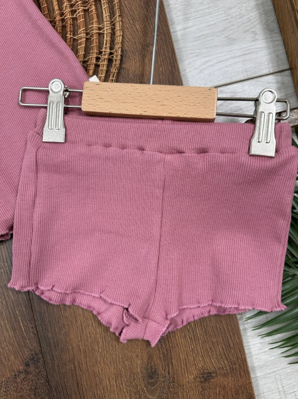 Meyveler Nakışlı Esnek Kaşkorse Yazlık Kız Bebek Takım - MÜRDÜM