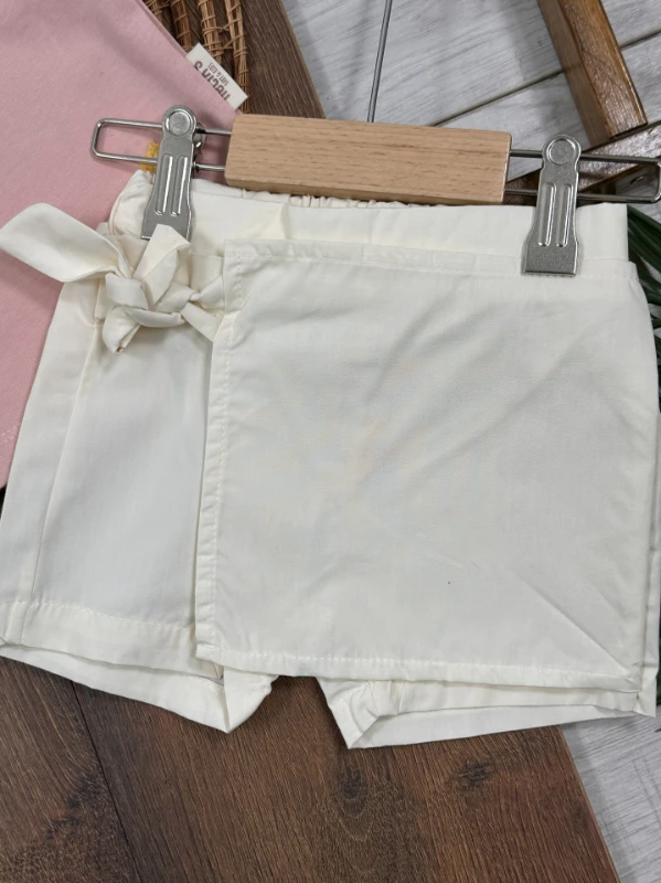 Limon Nakışlı Şort Etekli Yazlık Kız Bebek Takım - PUDRA