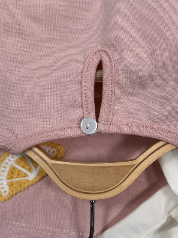 Limon Nakışlı Şort Etekli Yazlık Kız Bebek Takım - PUDRA