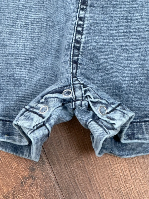 Kot Salopet Şapkalı Waffle T-shirt Kanguru Cep Unisex Yazlık Bebek Takım - MAVİ