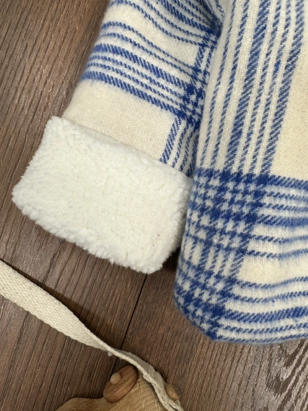 Montlu Takım Oduncu İçi Kürklü Ayıcık Baskılı Badi Likralı Gabardin Pantolon 3lü Kışlık Erkek Bebek/Çocuk Takım - İNDİGO