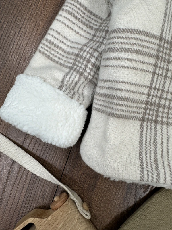 Montlu Takım Oduncu İçi Kürklü Ayıcık Baskılı Badi Likralı Gabardin Pantolon 3lü Kışlık Erkek Bebek/Çocuk Takım - İNDİGO