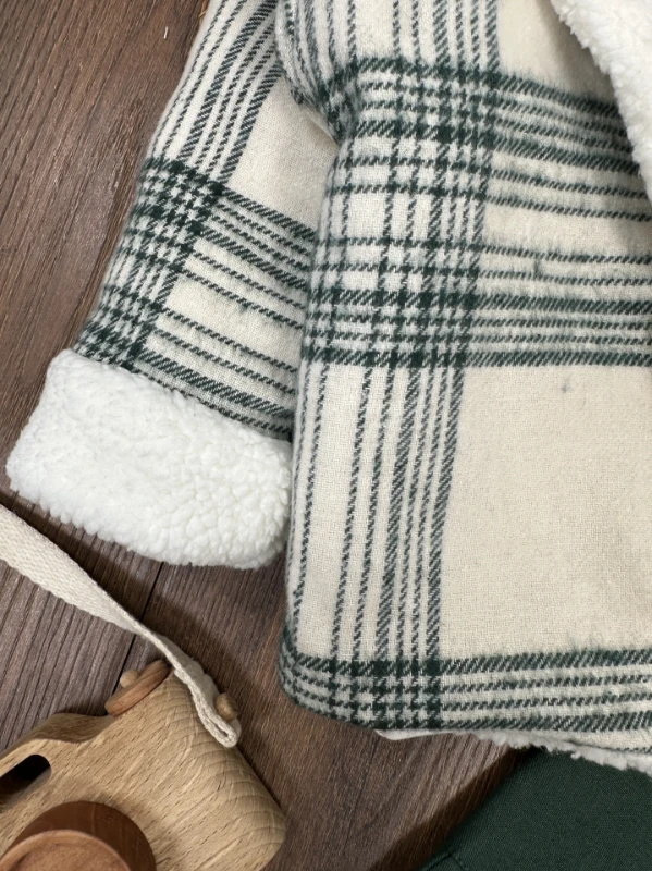 Montlu Takım Oduncu İçi Kürklü Ayıcık Baskılı Badi Likralı Gabardin Pantolon 3lü Kışlık Erkek Bebek/Çocuk Takım - İNDİGO