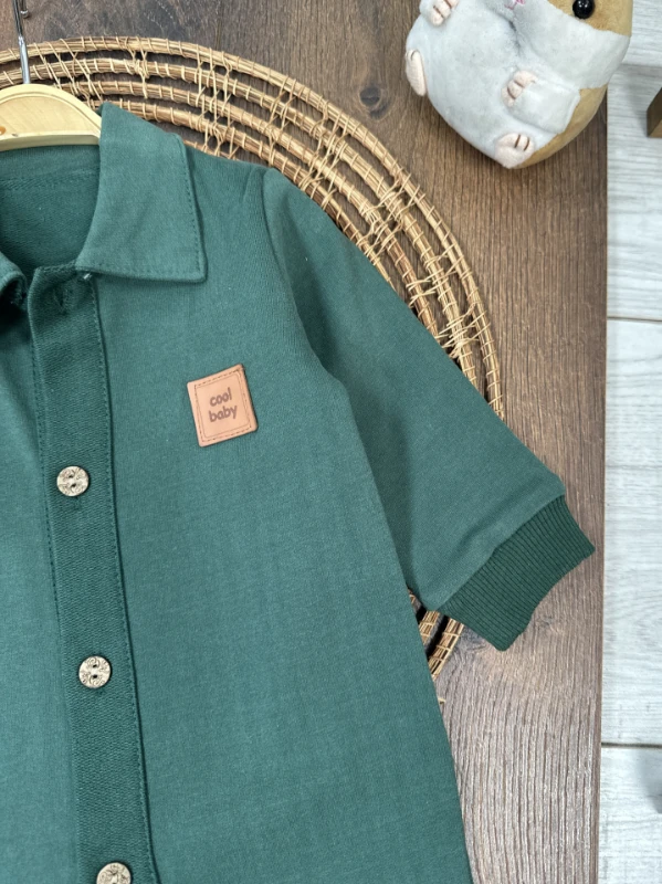 Cool Baby Polo Yaka Düğmeli Alttan Çıtçıtlı Mevsimlik Erkek Bebek Tulum - LACİVERT