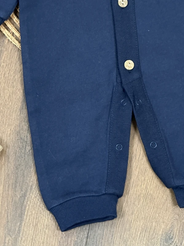 Cool Baby Polo Yaka Düğmeli Alttan Çıtçıtlı Mevsimlik Erkek Bebek Tulum - LACİVERT