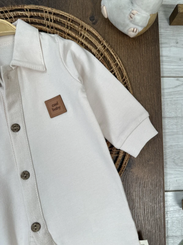 Cool Baby Polo Yaka Düğmeli Alttan Çıtçıtlı Mevsimlik Erkek Bebek Tulum - LACİVERT
