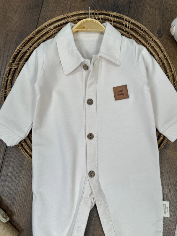 Cool Baby Polo Yaka Düğmeli Alttan Çıtçıtlı Mevsimlik Erkek Bebek Tulum - LACİVERT