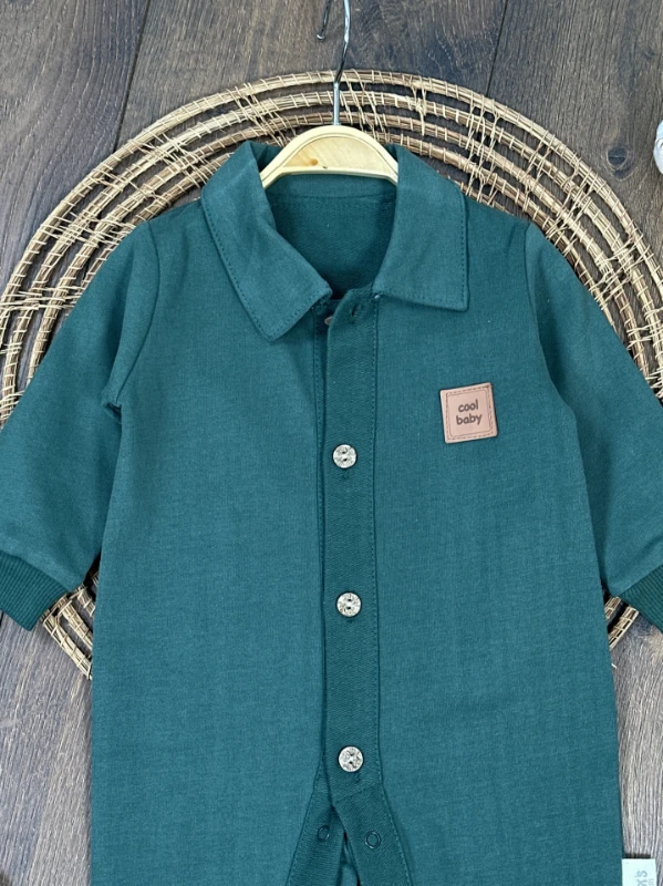 Cool Baby Polo Yaka Düğmeli Alttan Çıtçıtlı Mevsimlik Erkek Bebek Tulum - LACİVERT
