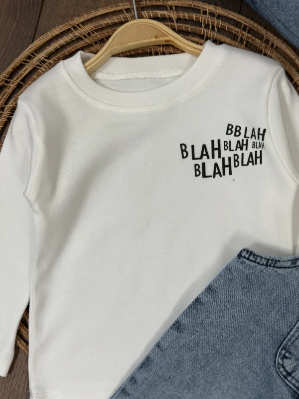 Salopet Likralı Şapkalı Badili Kot Slopet 3lü Erkek Bebek/Çocuk  Takım - MAVİ